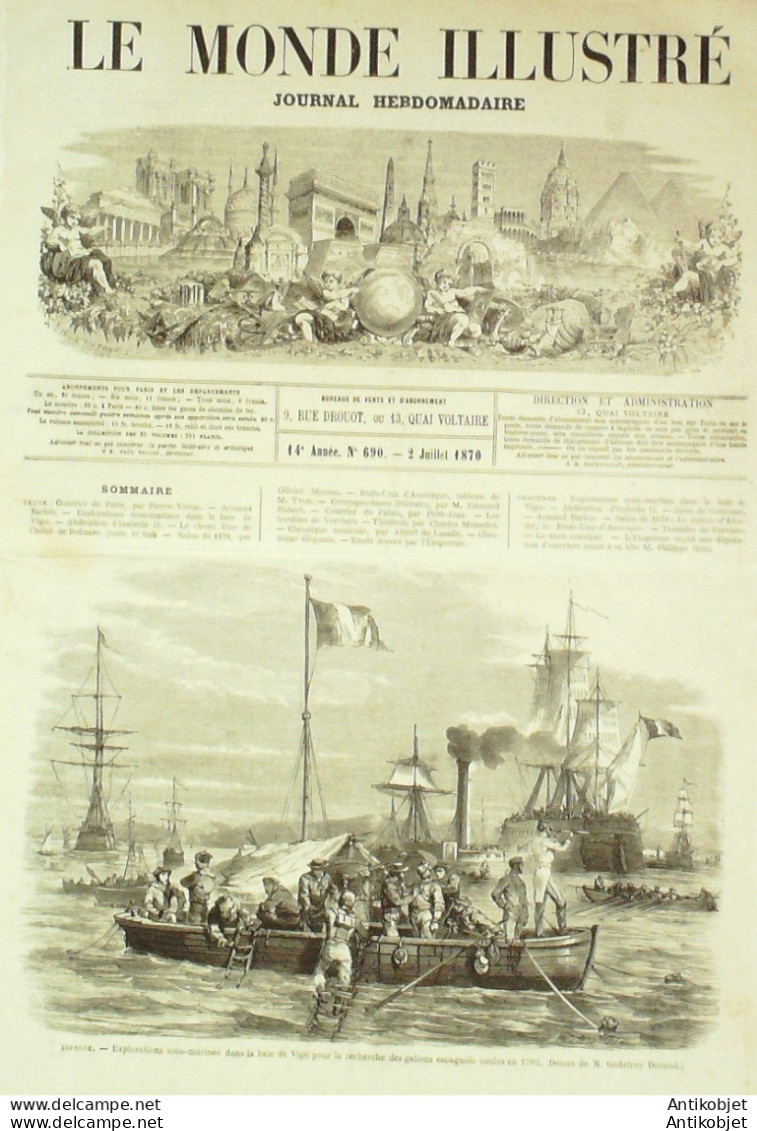 Le Monde Illustré 1870 N°690 Espagne Vigo Etretat (76) Belgique Verviers Armand Barbès - 1850 - 1899