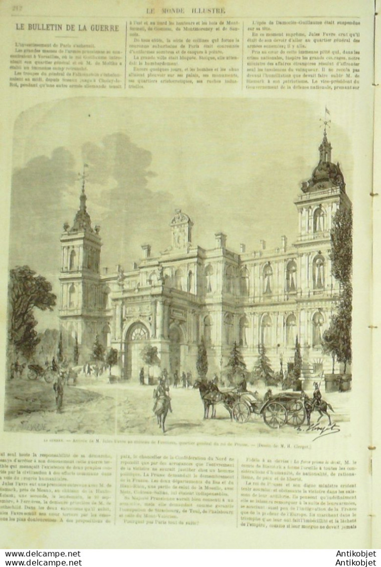 Le Monde Illustré 1870 N°703 Ballons-Poste Ferrières (77) Villejuif (94) Châtillon (92) Courbevoie (92) Lyon (69) - 1850 - 1899