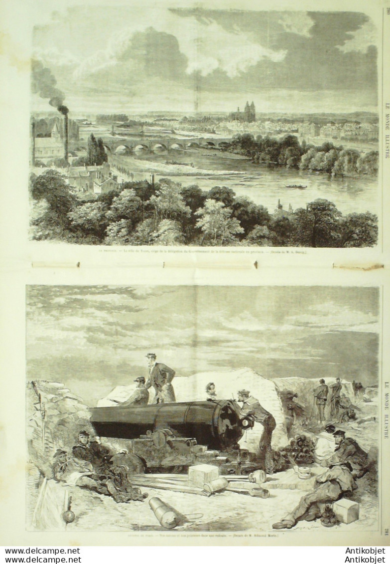 Le Monde Illustré 1870 N°707 Tours (37) Gare Orléans Aurore Boréale Pigeons Voyageurs - 1850 - 1899