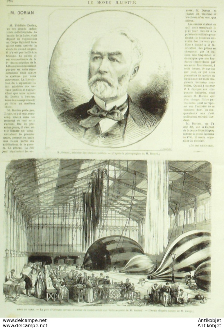 Le Monde illustré 1870 n°707 Tours (37) Gare Orléans Aurore Boréale Pigeons voyageurs