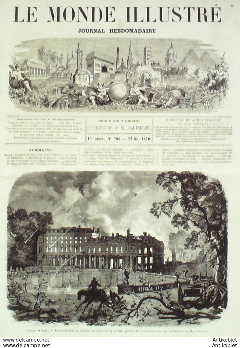 Le Monde Illustré 1870 N°706 St-Could (92) Château Bagneux (92) Mont-Valérien Clamart Chatillon (92) - 1850 - 1899