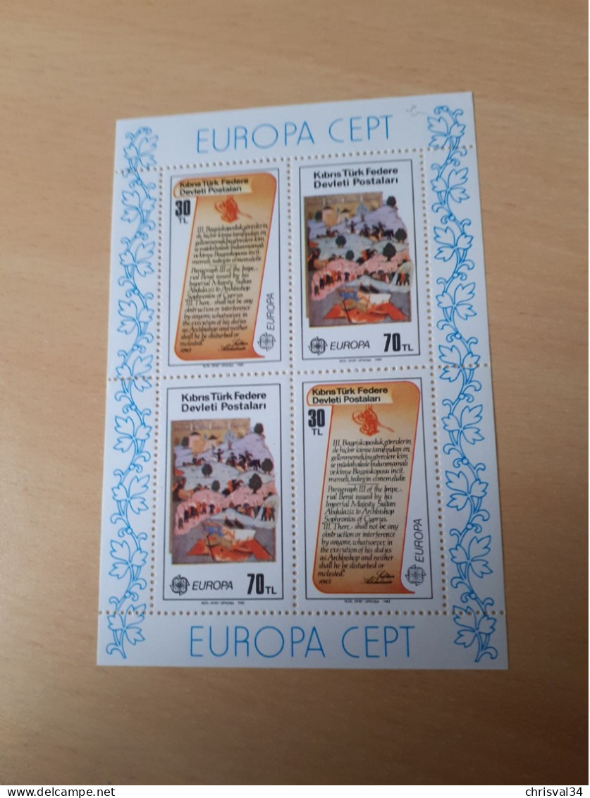 TIMBRES  BF  TURQUIE  CHYPRE   EUROPA   1982    N  3   COTE  7,00  EUROS   NEUFS  LUXE** - 1982