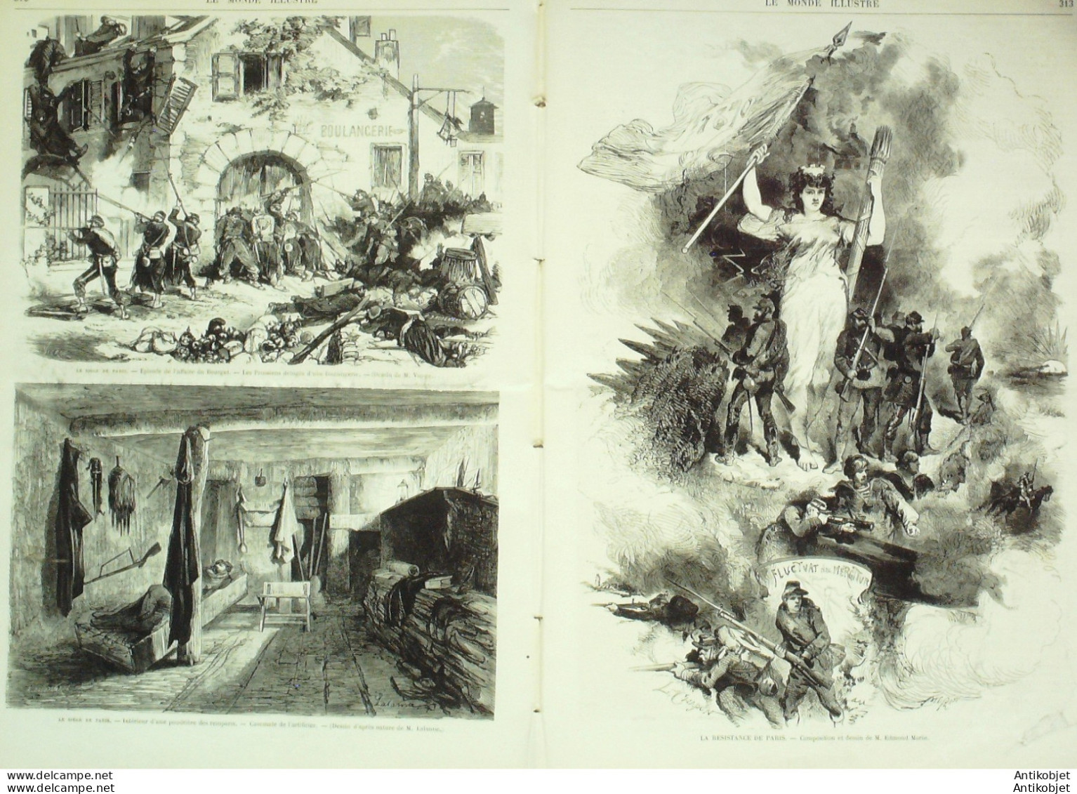 Le Monde Illustré 1870 N°709 Bourget (93) Résistance De Paris Soissons (02) Requiem De Chérubini - 1850 - 1899