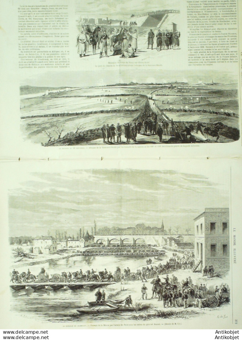 Le Monde Illustré 1870 N°713 Champigny (94) Gare Aux Bœufs & Montmély Moulin-Saquet Orléans (45) - 1850 - 1899