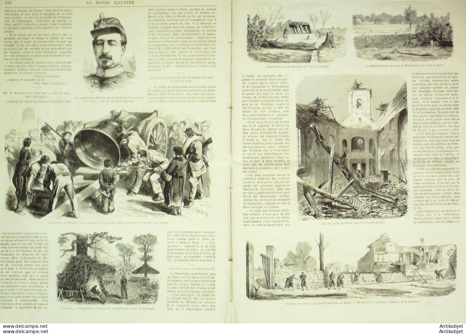 Le Monde Illustré 1870 N°710 Seine Bassin Suresnes (92) Bondy (93) Paris Assiégé Jardins Des Plantes Pour Bétal  - 1850 - 1899