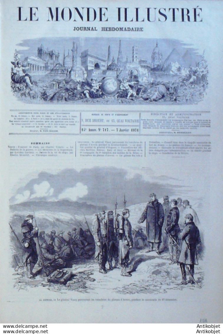 Le Monde Illustré 1870 N°717 Plateau D'Avron Rosny (93) Gentilly (94) Versailes (78)  - 1850 - 1899