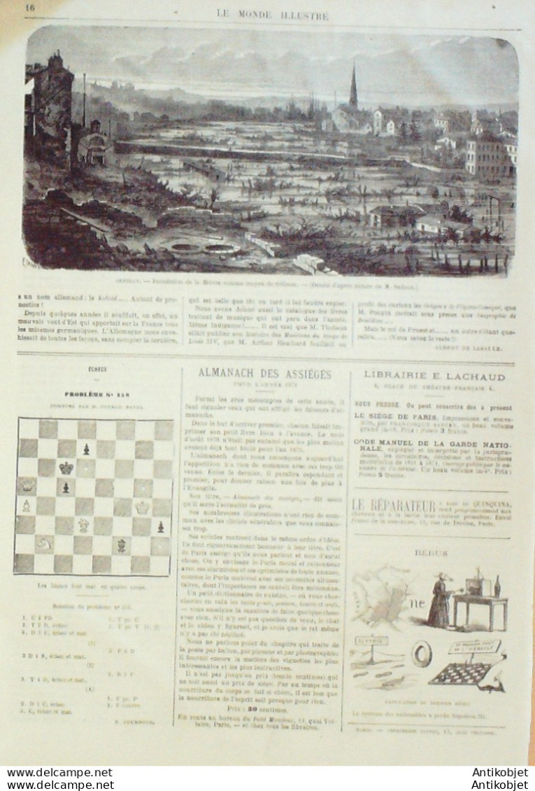 Le Monde illustré 1870 n°717 Plateau d'Avron Rosny (93) Gentilly (94) Versailes (78) 