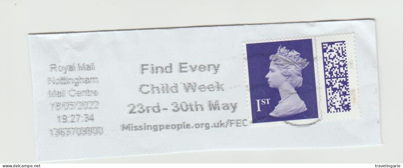 United Kingdom 2022 1st Class With Barcode With "Find Every Child Week" Slogan ° Used - Usati