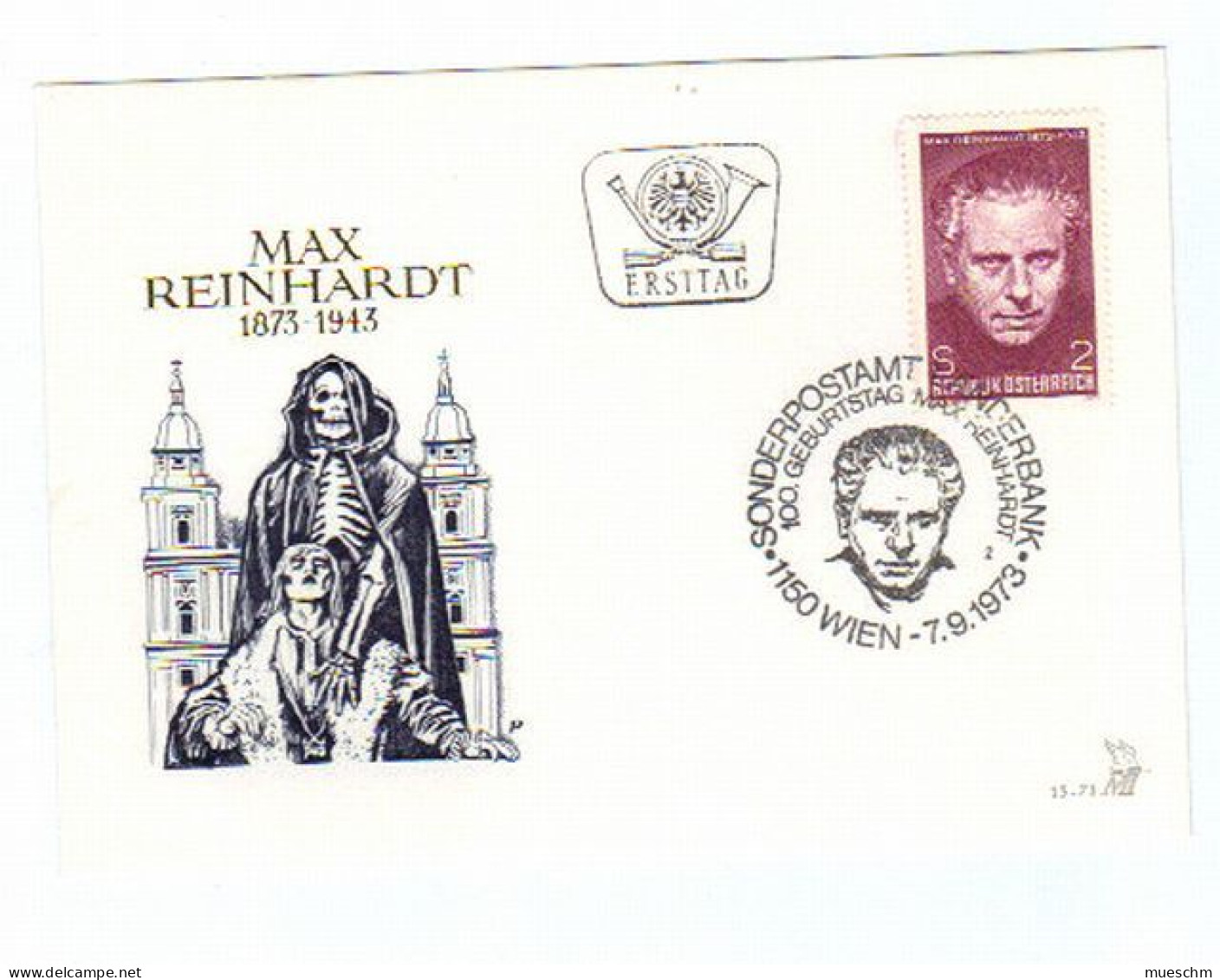 Österreich, 1973, Ersttag A. Kuvert "100.Geb.tag V.M.Reinhardt", MiNr.1424 Mit Zusätzl. SStpl. (10679L) - FDC