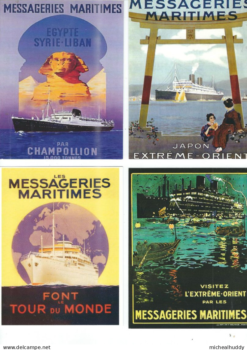 4 POSTCARDS  MARTIME ADVERTISING  MESSAGERIES MARTIMES - Publicidad