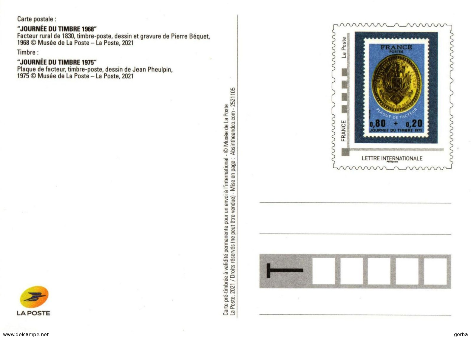 *Carte Maximum Entier Postal - Journée Du Timbre - Carte 1968 Timbre1975 - PAP : Altri (1995-...)