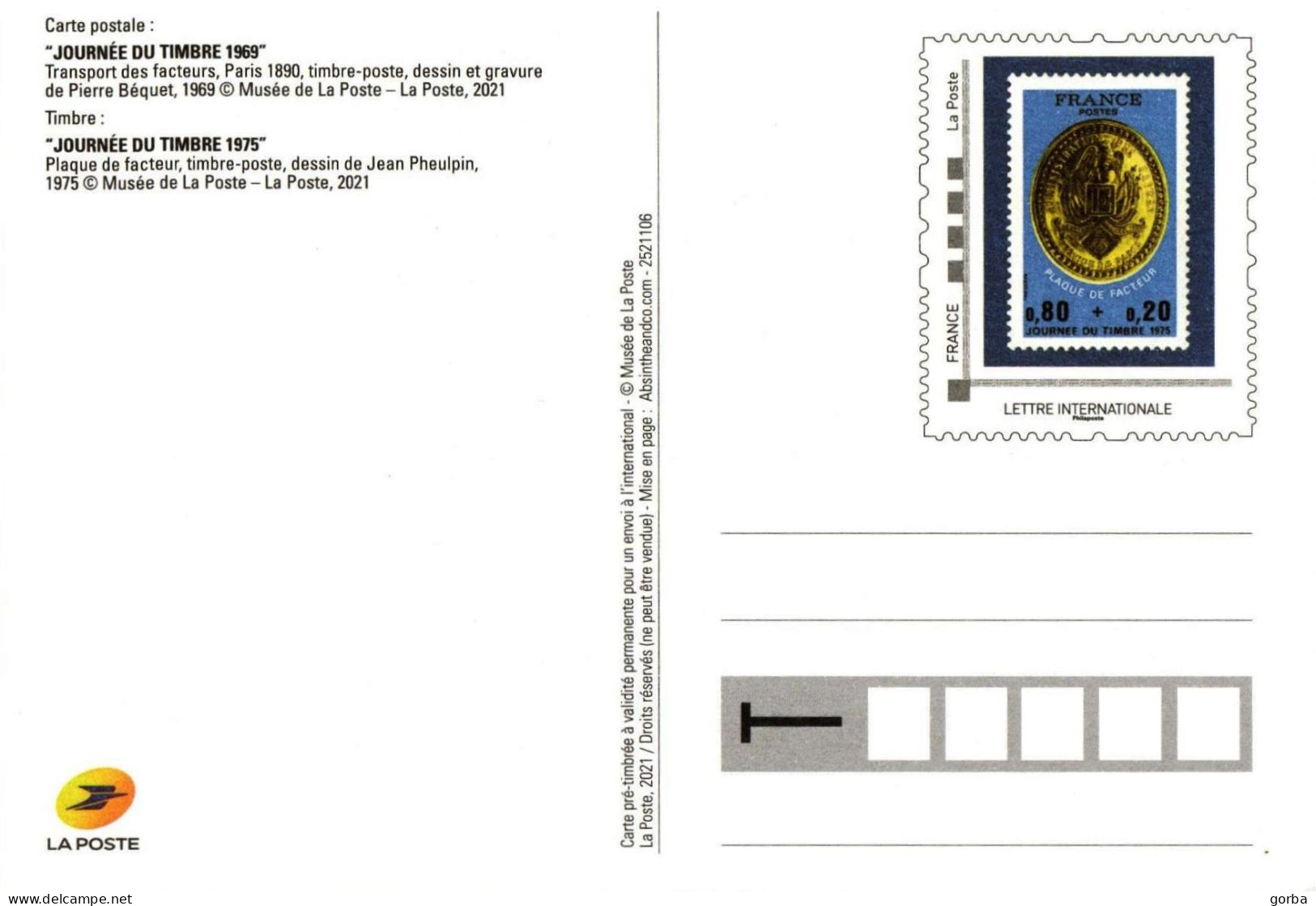 *Carte Postale Entier Postal - Journée Du Timbre - Carte 1969 Timbre1975 - PAP:  Varia (1995-...)