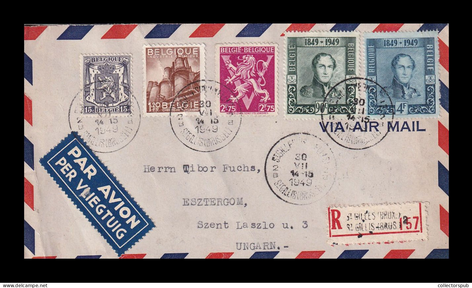 BELGIUM 1949. Nice Airmail Cover To Hungary - Lettres & Documents