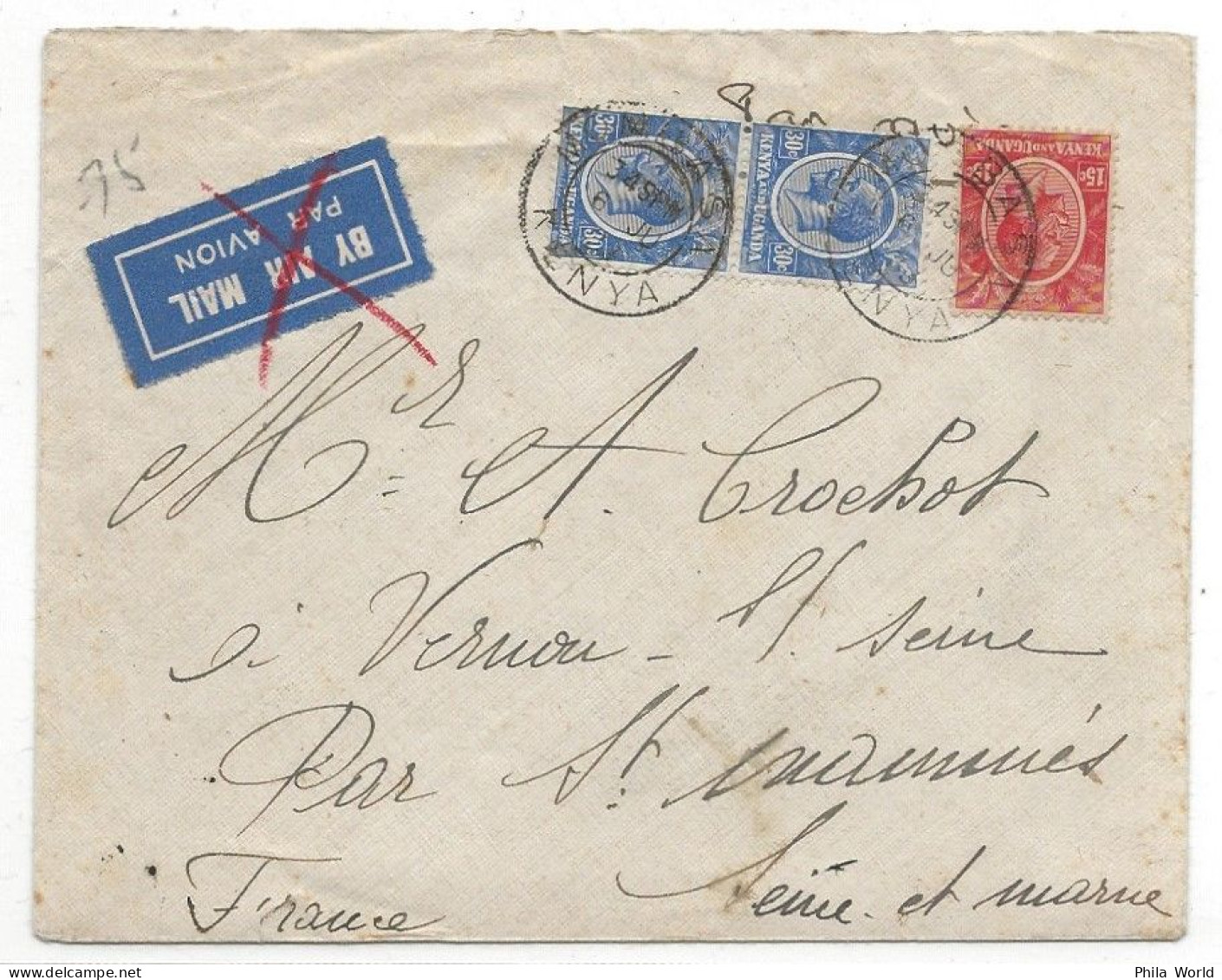 IMPERIAL AIRWAYS 1933 KENYA UGANDA Nairobi June 06 Air Mail Cover Par Avion Via BRINDISI 07 Juin France Seine Marne - Avions