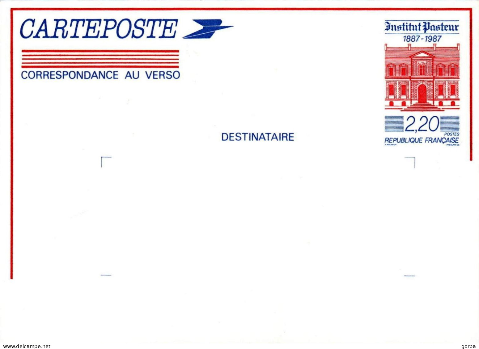 *Carte Postale Entier Postal - Type 2.20F Institut Pasteur - Neuf - Postales Tipos Y (antes De 1995)