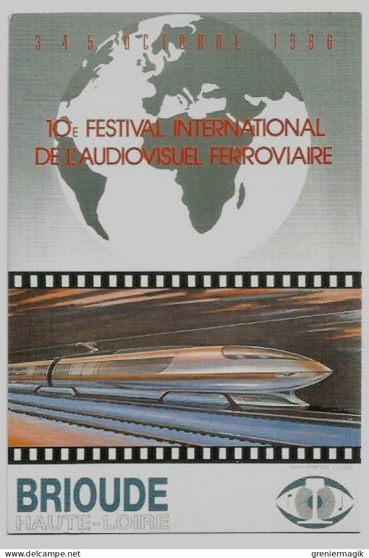1986 Brioude Exposition Du Rail N°2421 Liberté Sur Carte 10e Festival International De L'audiovisuel Ferroviaire - Aushilfsstempel