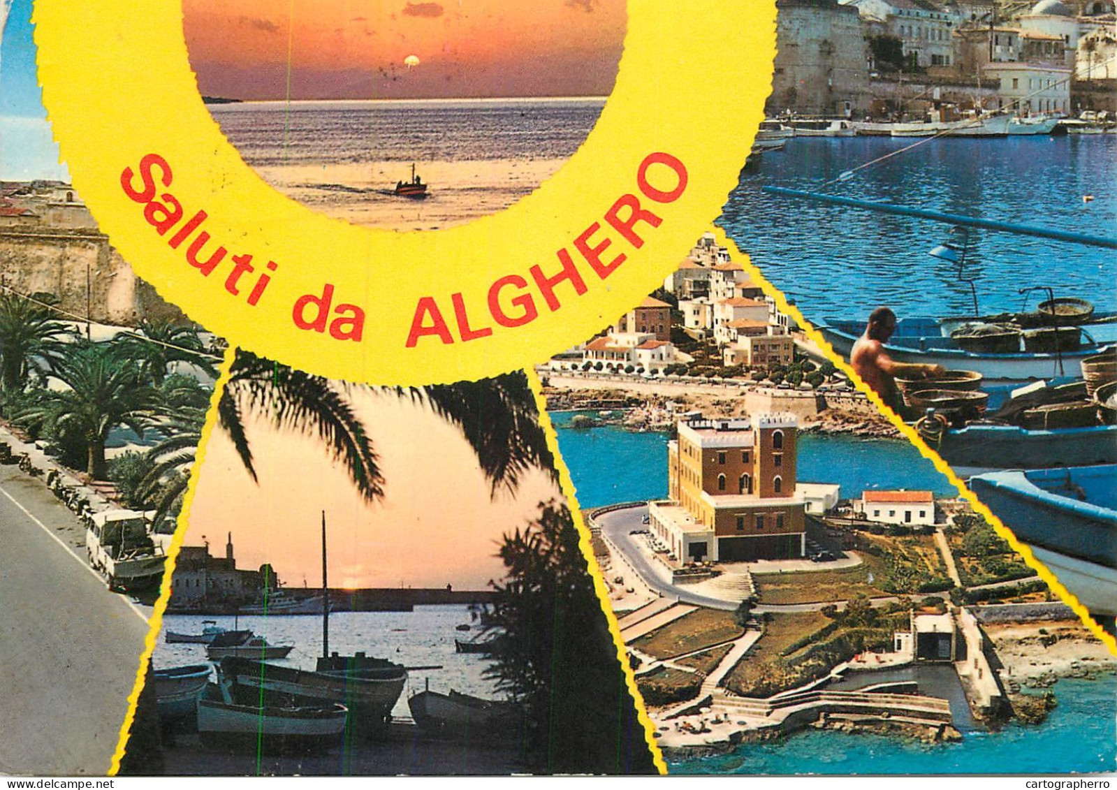 Navigation Sailing Vessels & Boats Themed Postcard Saluti Da Alghero - Velieri