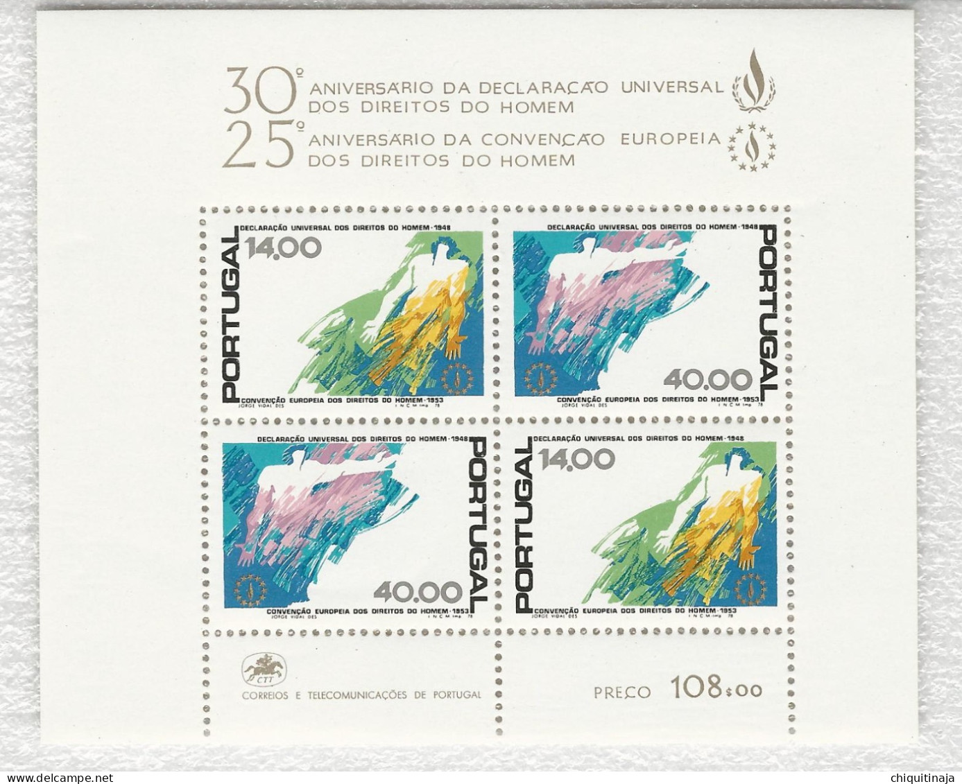 Portugal 1978 “Derechos Del Hombre” MNH/** - Blocks & Kleinbögen