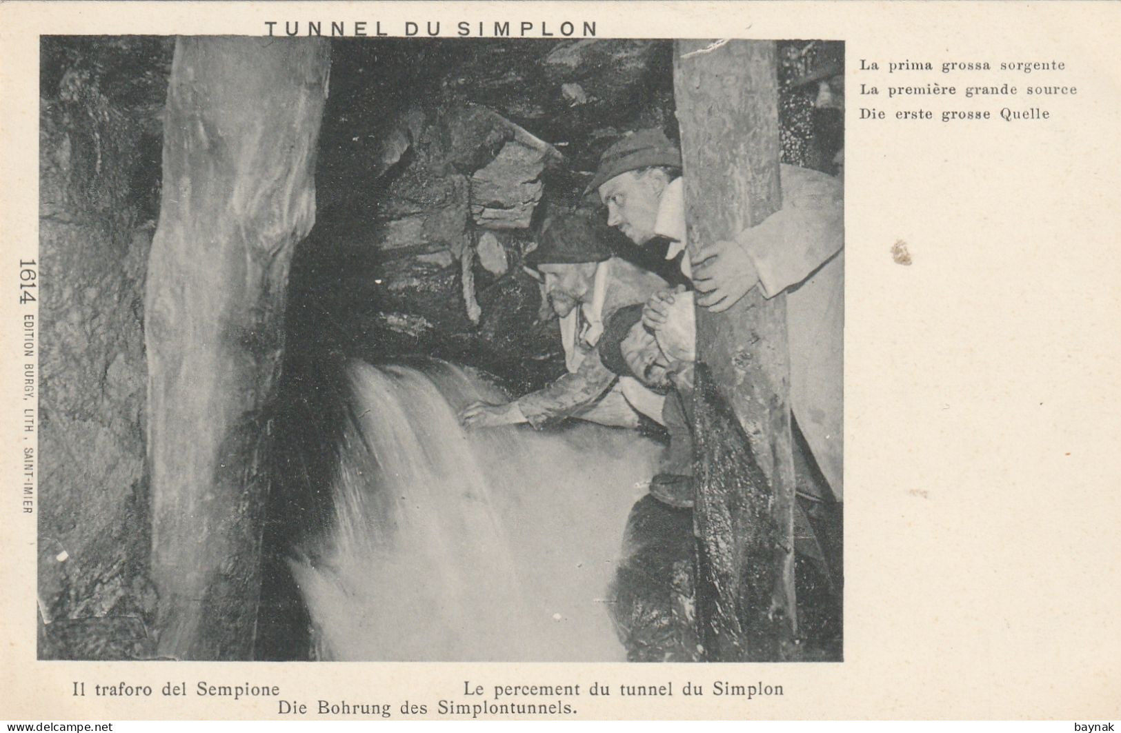 VS242  --   TUNNEL DU SIMPLON  --   LE PERCEMENT DU TUNNEL DU SIMPLON  --  LA PREMIERE GRANDE SOURCE - Simplon