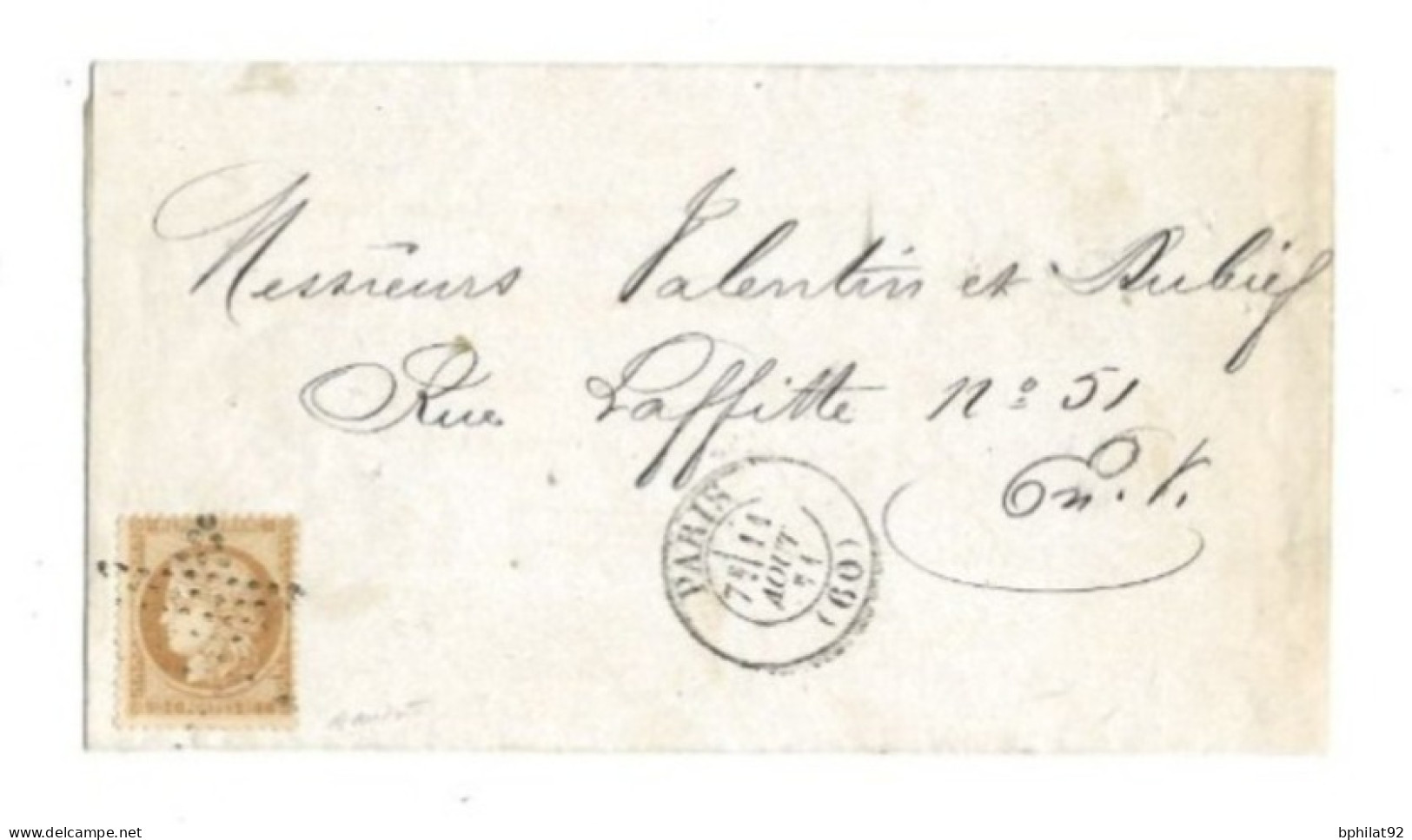 !!! FRANCE, LETTRE PORT LOCAL POUR PARIS DE 1871 AFF. 10CTS SIÈGE - 1849-1876: Periodo Clásico