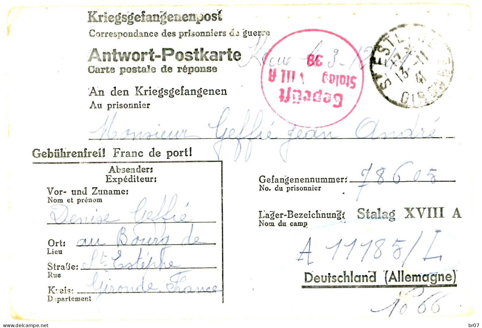 CPFM CAMP PRISONNIERS STALAG XVIIIA = LIENZ-DRAU SALZBURG AUTRICHE 1941 - WW II