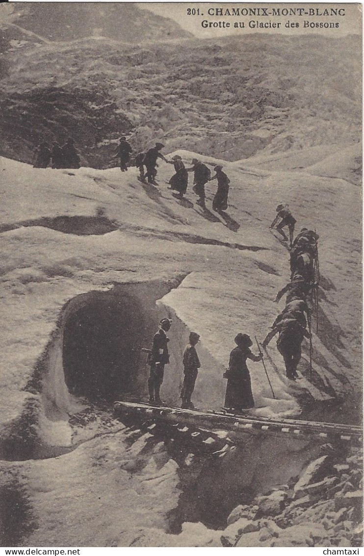 74 LES BOSSONS ENTREE GROTTE DU GLACIER DES BOSSONS  VALLEE DE CHAMONIX MONT BLANC Editeur: COUTTET Auguste N° 201 - Chamonix-Mont-Blanc