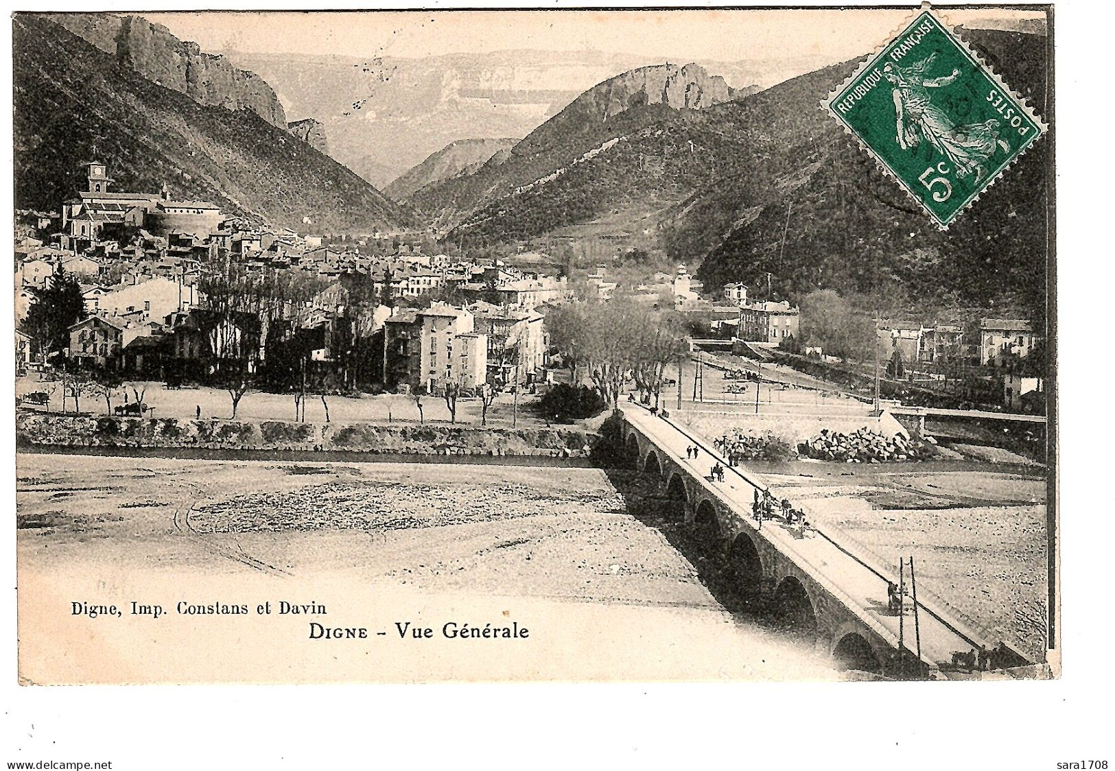 04 DIGNE, Vue Générale Et Le Grand Pont. éditeur DAVIN. 2 SCAN. - Digne