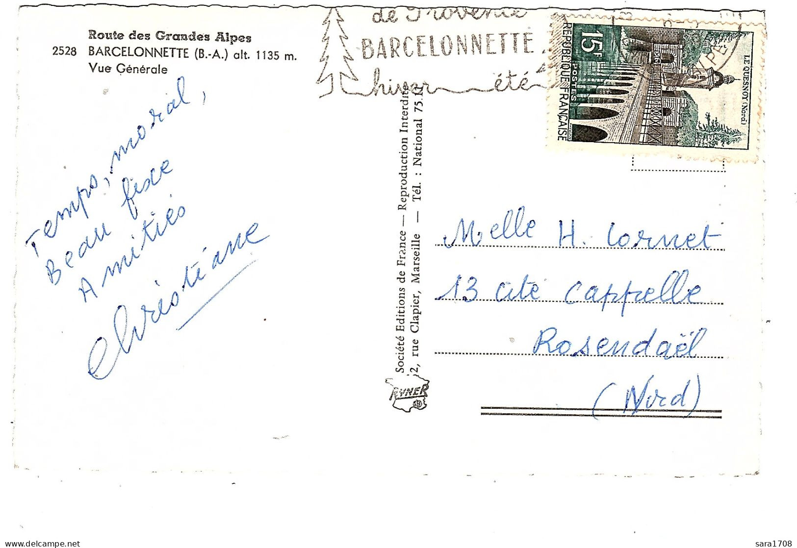 04 BARCELONNETTE,Vue Vers Le Pain De Sucre. éditeur SEF. 2 SCAN. - Barcelonnette