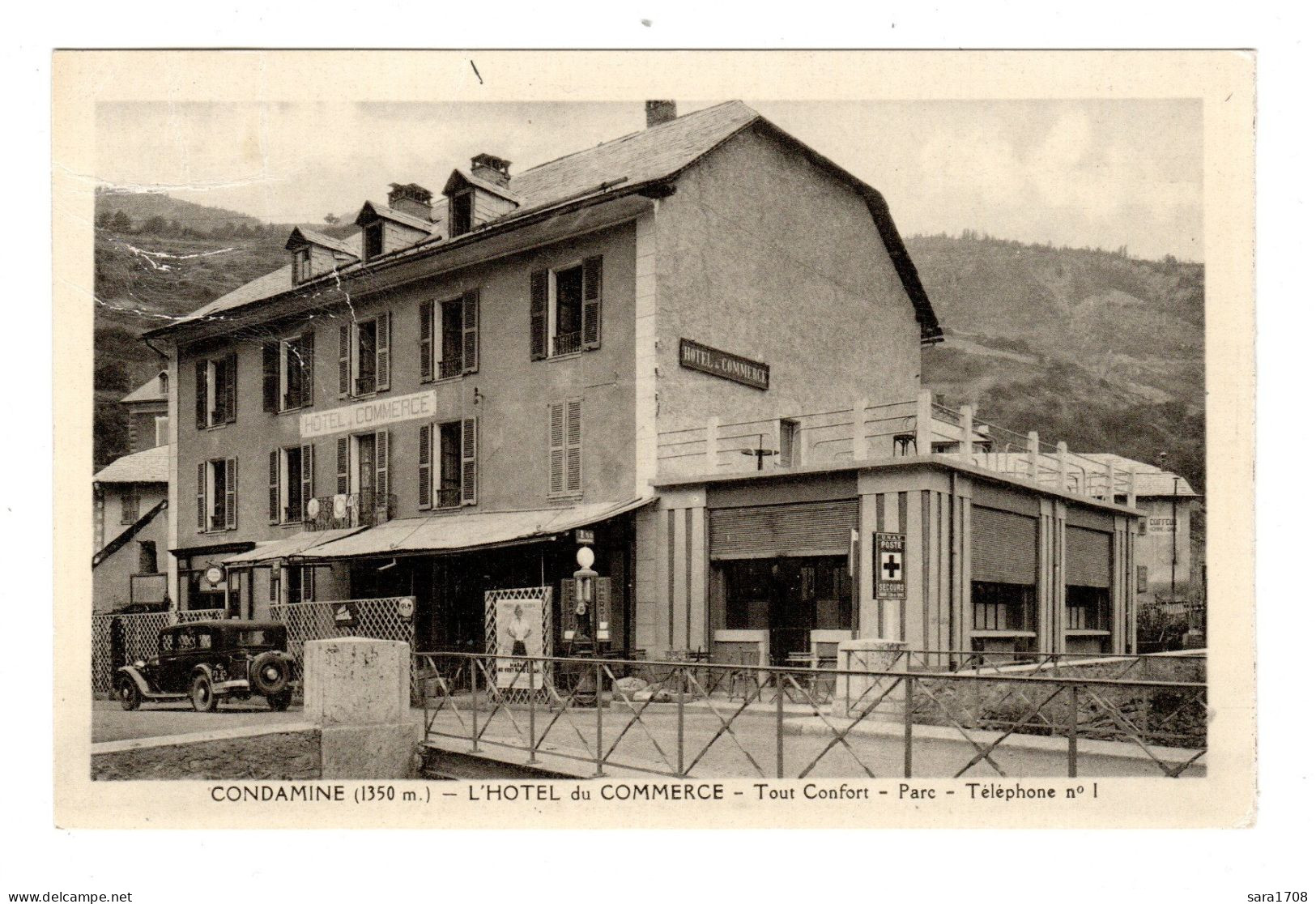 04 Vallée De L'UBAYE, LA CONDAMINE, L'Hôtel Du Commerce, Tout Confort, Parc, Tél N°1, Voiture, Pompe à Essence.  - Other & Unclassified