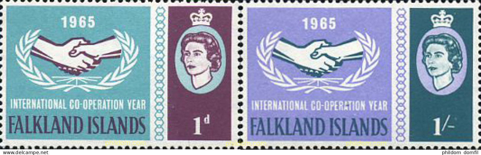 730116 HINGED FALKLAND 1965 AÑO DE LA COOPERACION INTERNACIONAL - Islas Malvinas