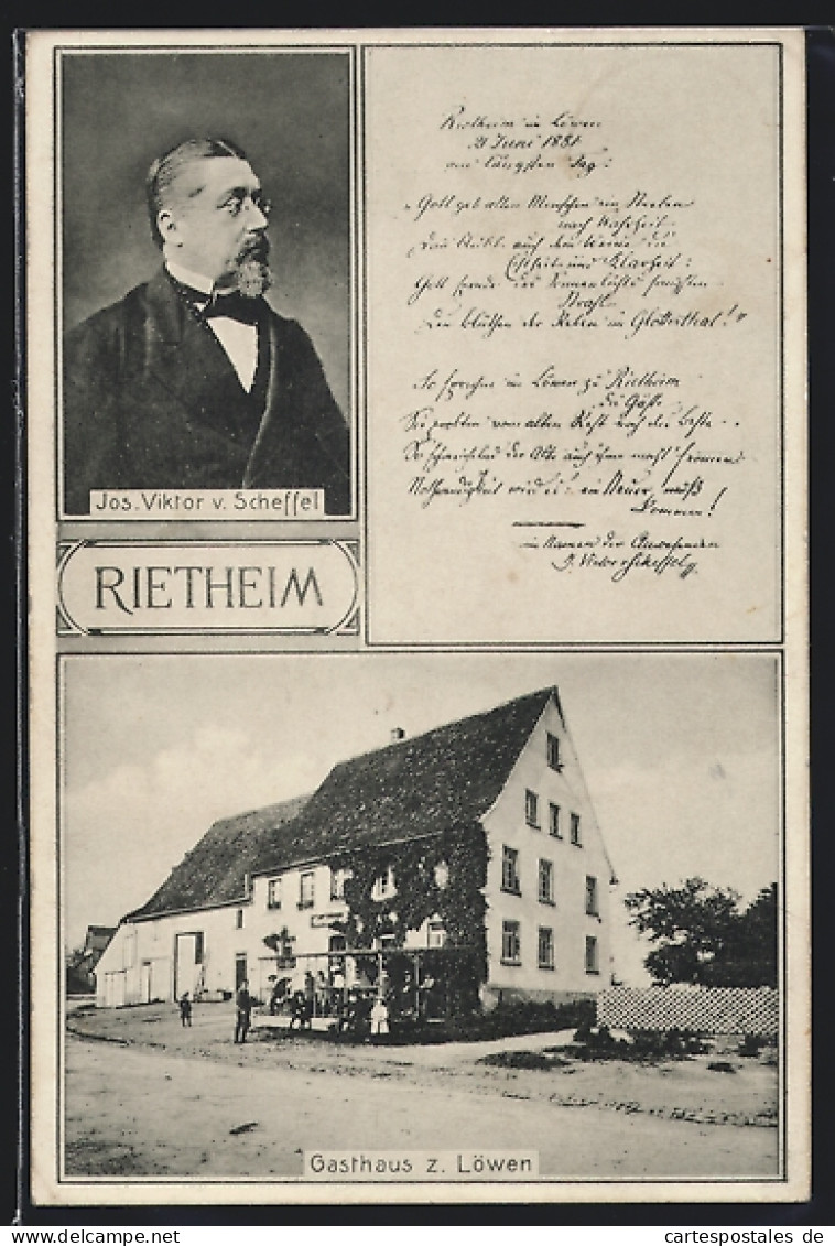 AK Rietheim / Villingen, Gasthaus Zum Löwen, Jos. Viktor V. Scheffel  - Autres & Non Classés