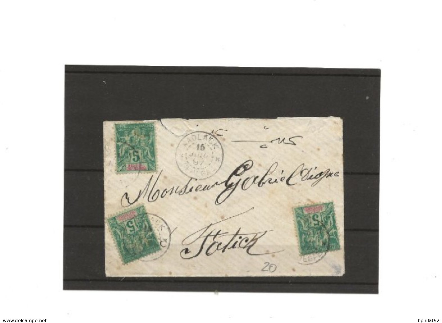 !!! SENEGAL, LETTRE DE KAOLACK POUR FATICK,1897, PORT LOCAL TYPE GROUPE. ARRIVÉE AU DOS - Storia Postale