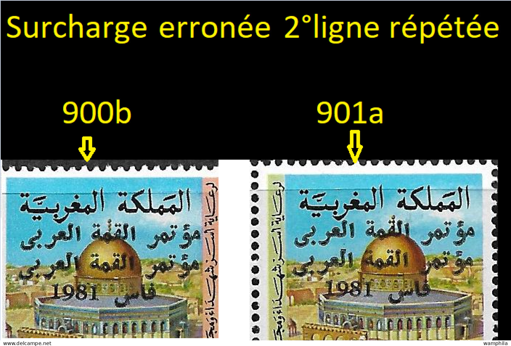 Maroc N°900b**/901a Variété Double Surcharge. Cote 246.5€ - Altri & Non Classificati