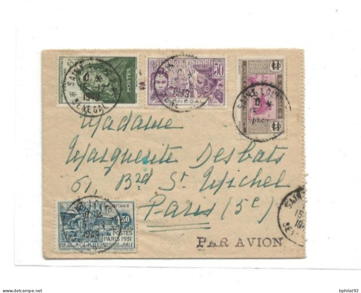 !!! SENEGAL, LETTRE PAR AVION BEL AFFRANCHISSEMENT, DE SAINT LOUIS POUR PARIS 1949 - Airmail