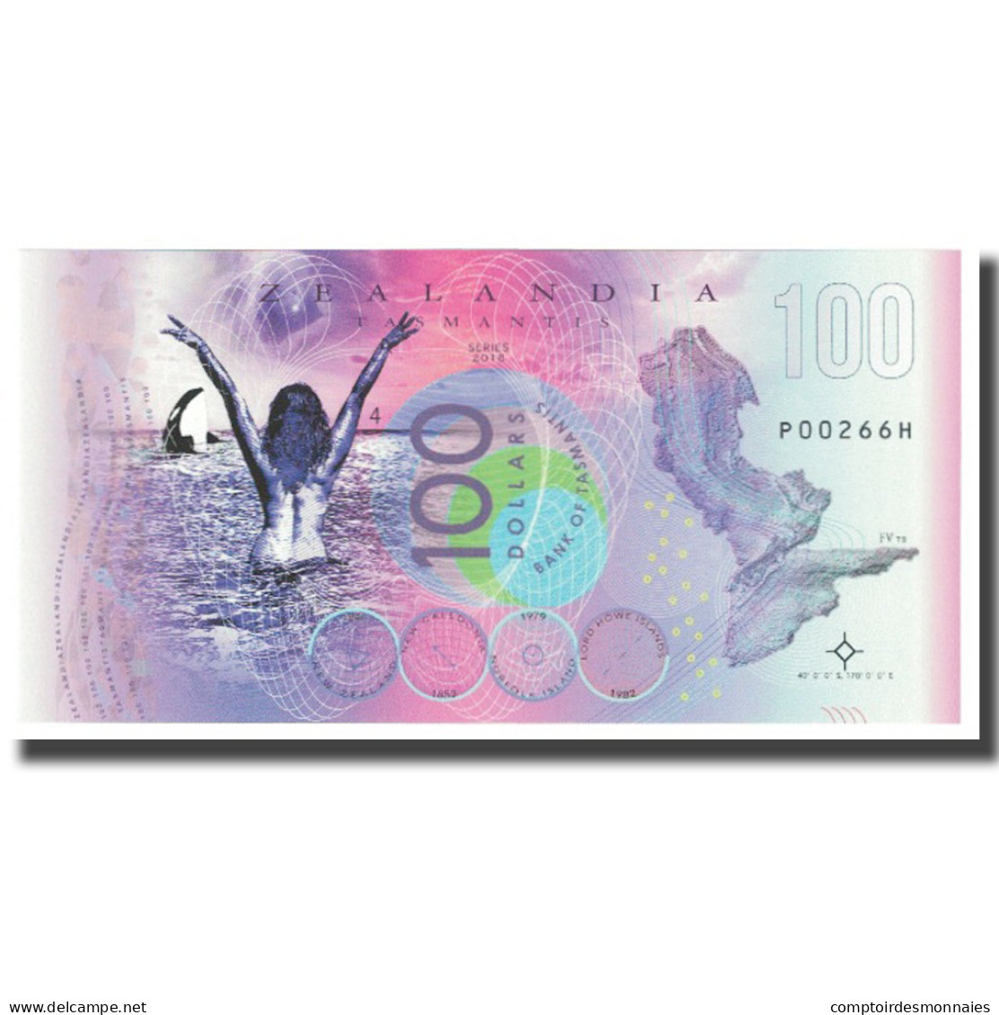 Billet, Australie, 100 Dollars, 2018, ZEALANDIA TASMANTIS LORD HOWE ISLAND, NEUF - Specimen