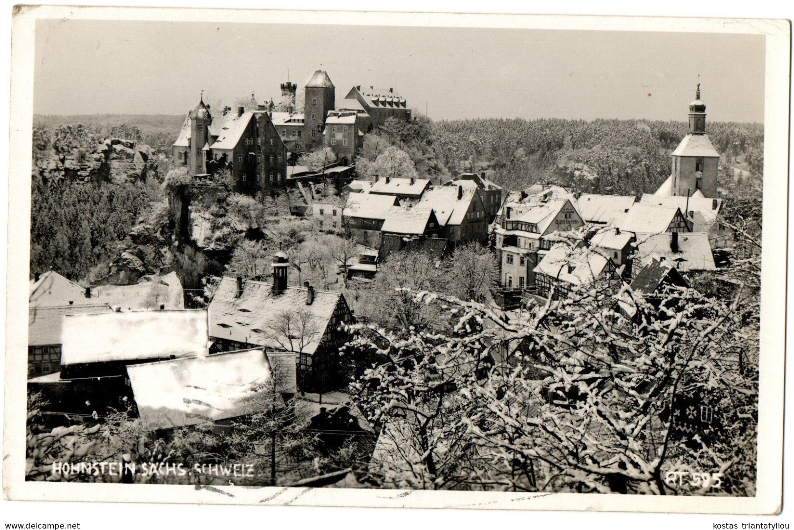 1.12.26 GERMANY, HOHNSTEIN, JUGENDBURG, SNOW, PHOTOGRAPH, 1938, POSTCARD - Hohnstein (Saechs. Schweiz)