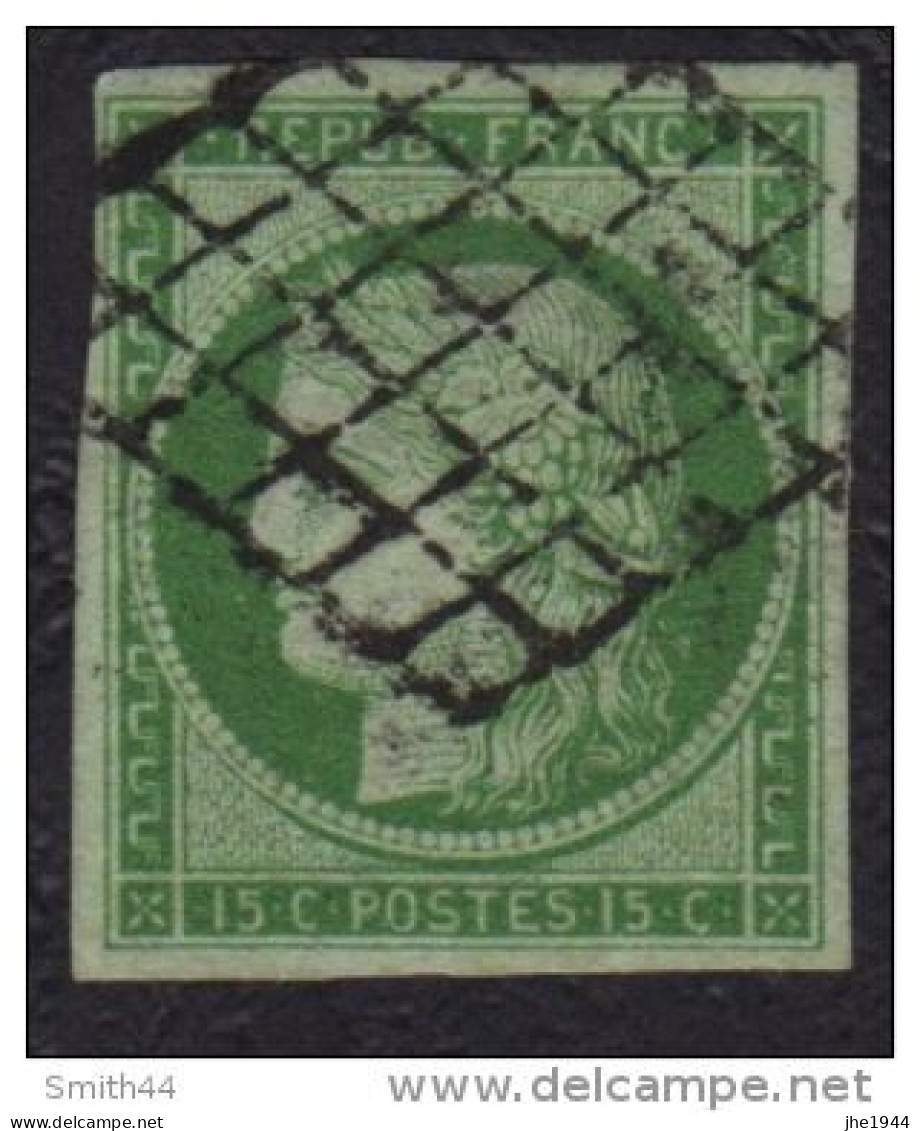 France N° 2 Ceres 15c Vert - 1849-1850 Cérès