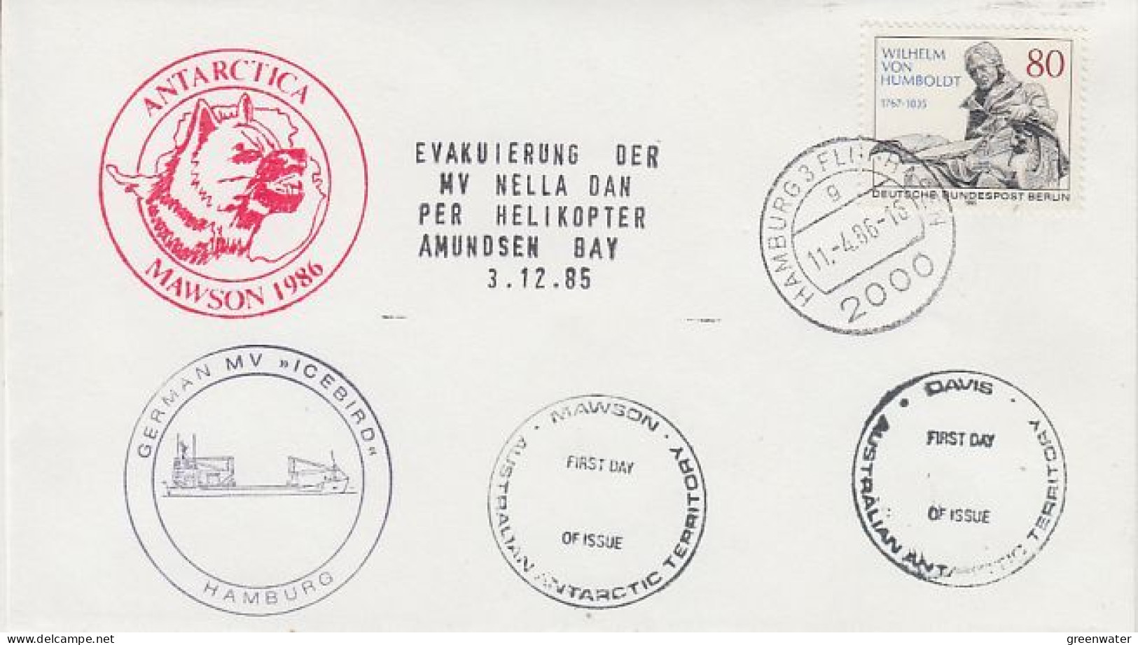 Germany Antarctica "Evakuieung Der MV Nella Dan Per Heli Amundsen Bay" 3.12.1985 (GS173) - Antarktis-Expeditionen