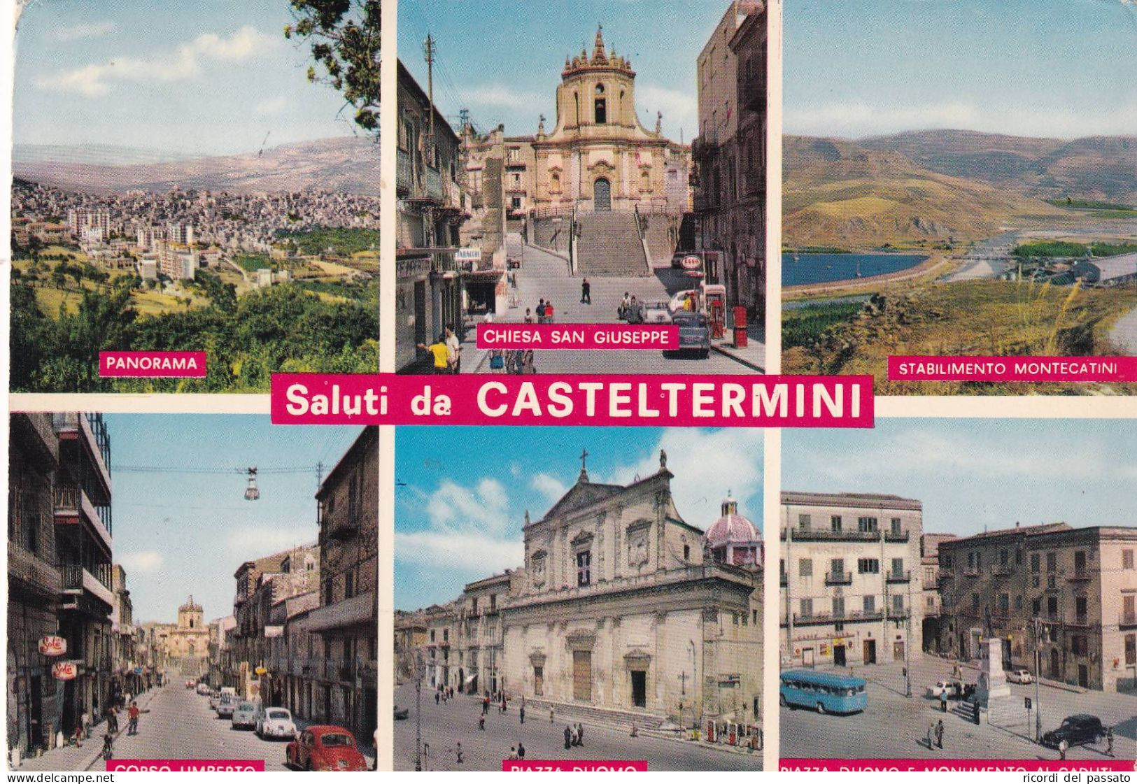 Cartolina Casteltermini ( Agrigento ) Saluti Con Vedutine - Agrigento