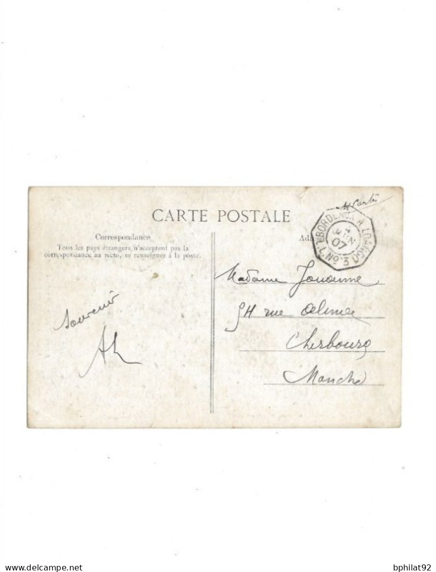 !!! SENEGAL, CPA  POUR LA FRANCE  CACHET MARITIME  BORDEAUX À LOANGO 1907 - Cartas & Documentos