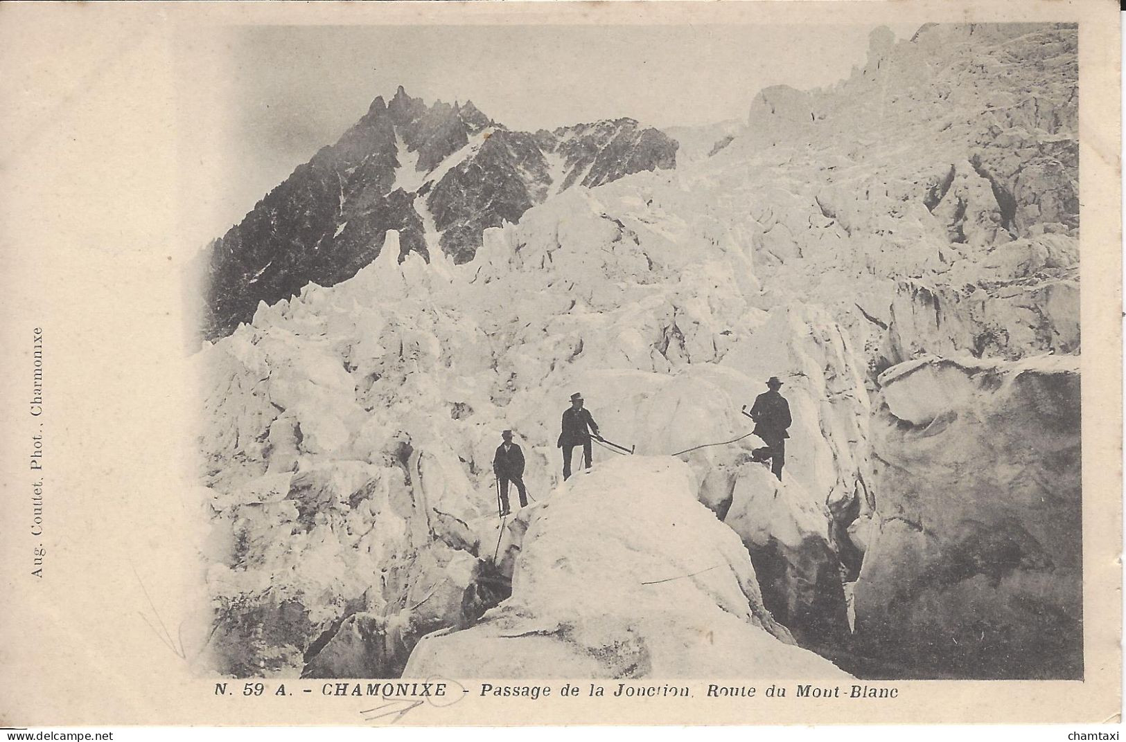 74 LES BOSSONS PASSAGE DE LA JONCTION GLACIER DES BOSSONS  VALLEE DE CHAMONIX MONT BLANC Editeur: COUTTET Auguste N° 59A - Chamonix-Mont-Blanc