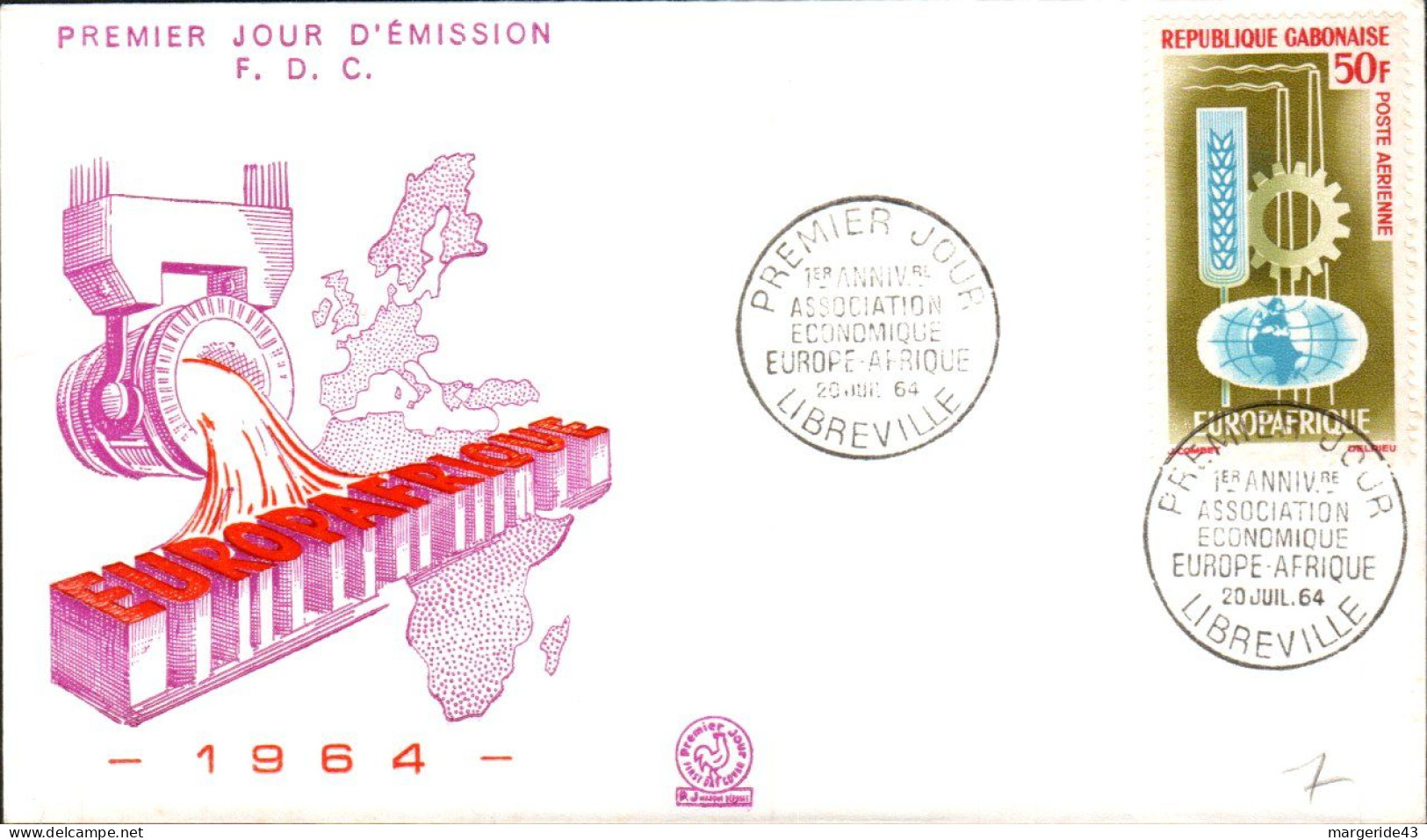 GABON FDC 1964 ASSOCIATION EUROPE AFRIQUE - Gabun (1960-...)