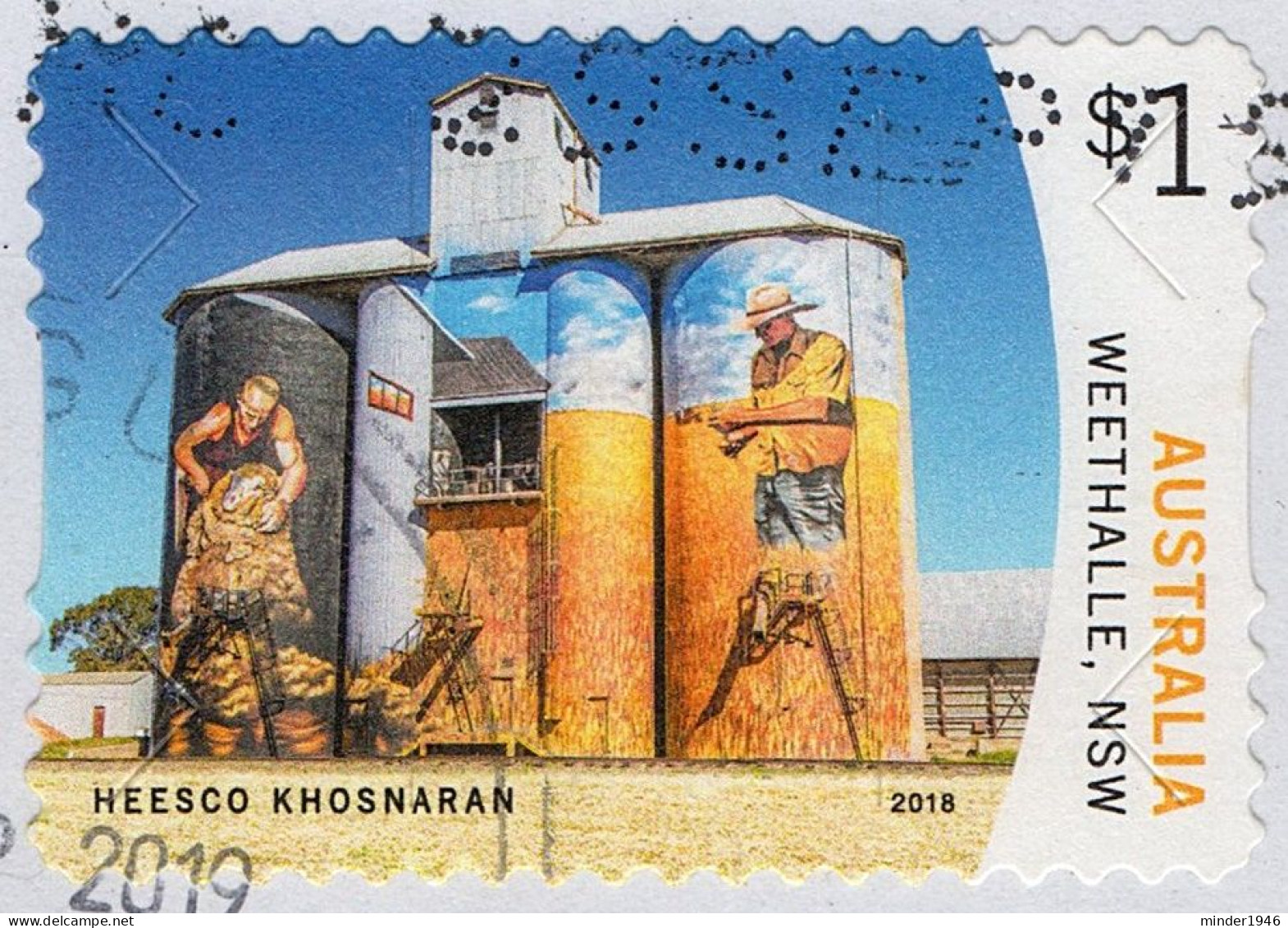 AUSTRALIA 2018 $1 Multicoloured, Silo Art-Heesco Khosnaran Weethalle, NSW Die-Cut Self Adhesive FU - Used Stamps