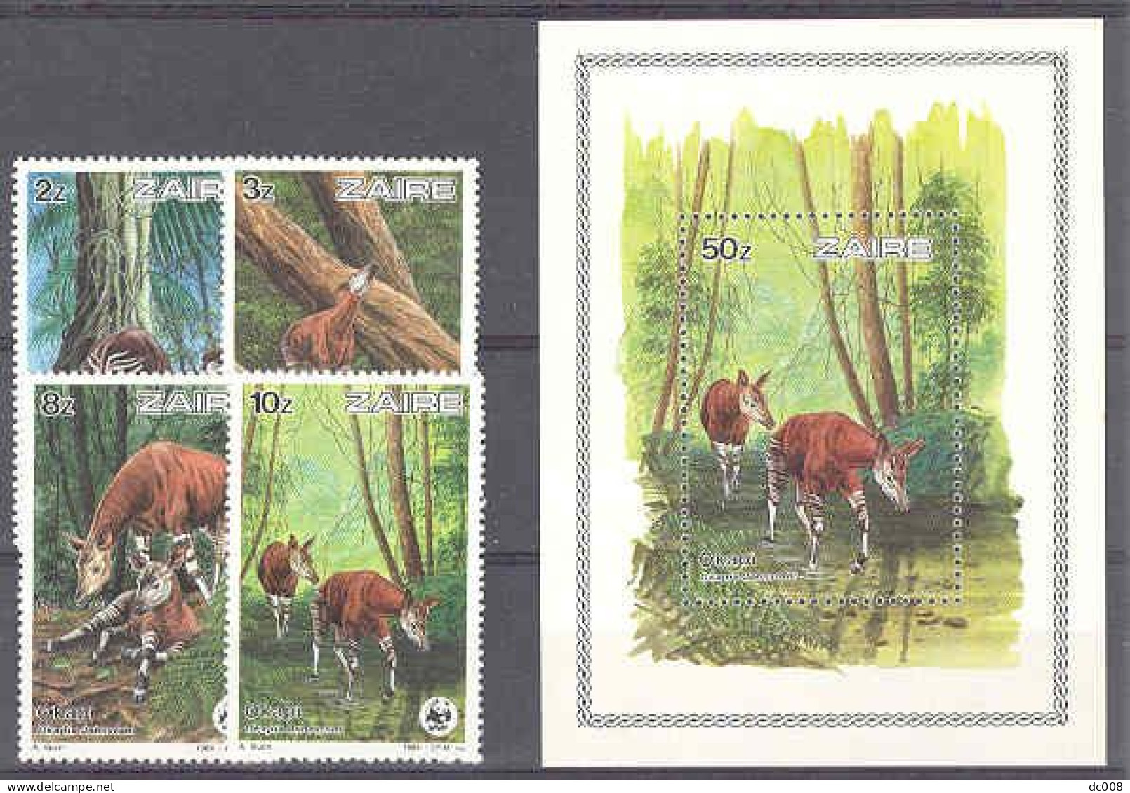 WWF Okapi COB 1253/6+BL58 MNH - Unused Stamps