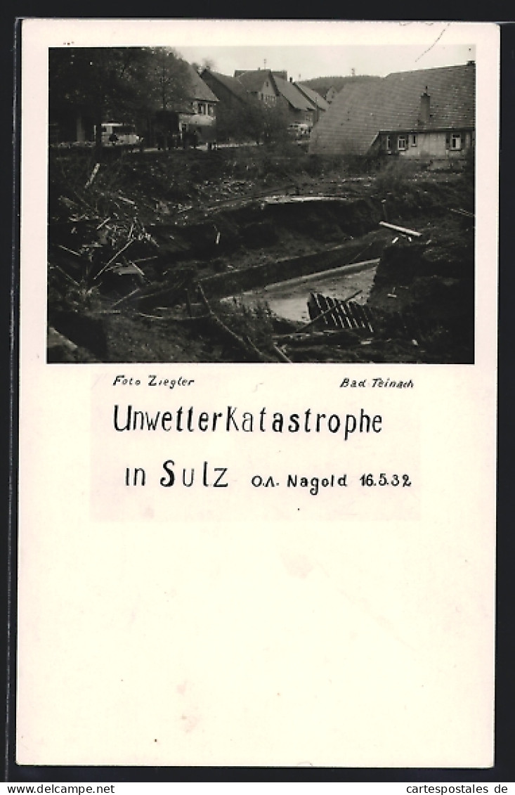 AK Sulz / Nagold, Unwetter Katastrophe 1932  - Inondations