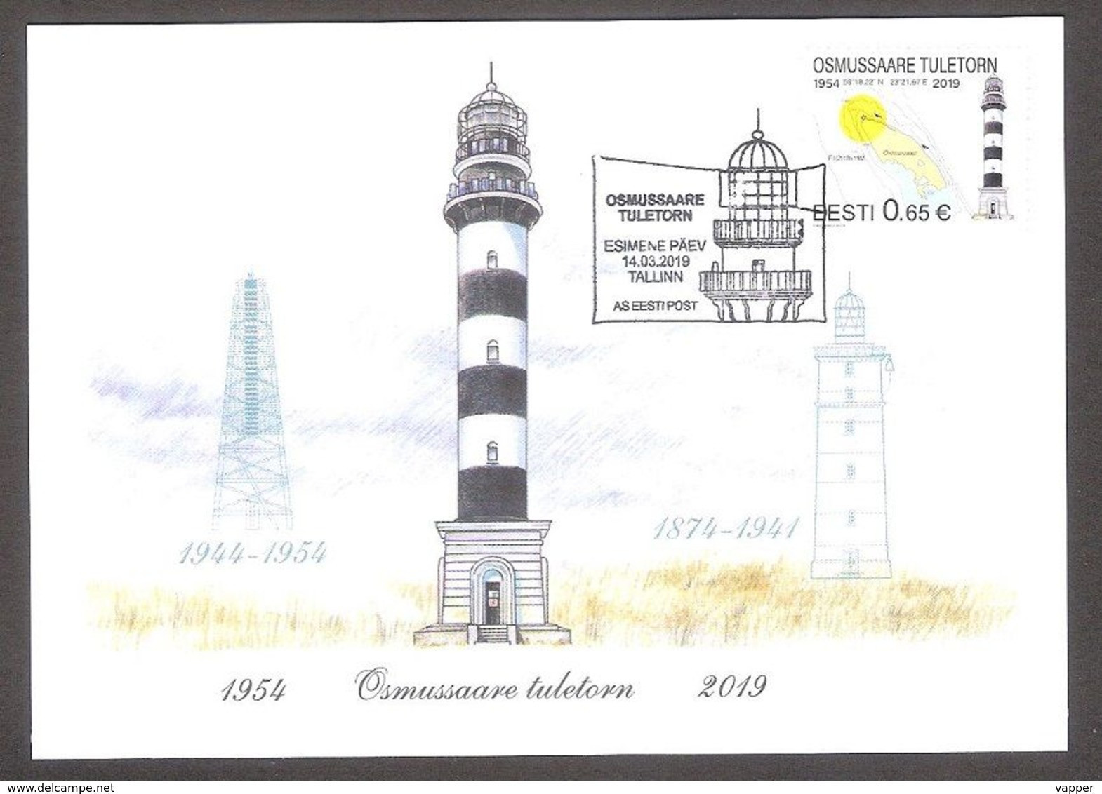 Lighthouses Osmussaar Lighthouse Estonia 2019 Stamp Maxicard  Mi 950 - Faros