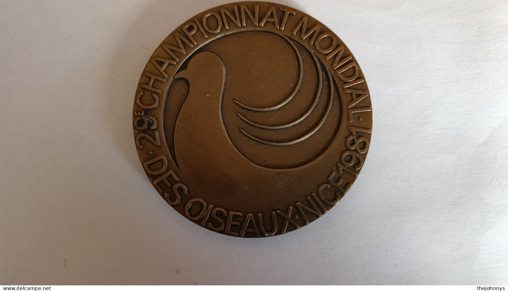 RARE Médaille Championnat Mondial Des Oiseaux 1981 Offert Par La Ville De Nice 100 Grammes 67 Mm - Autres & Non Classés