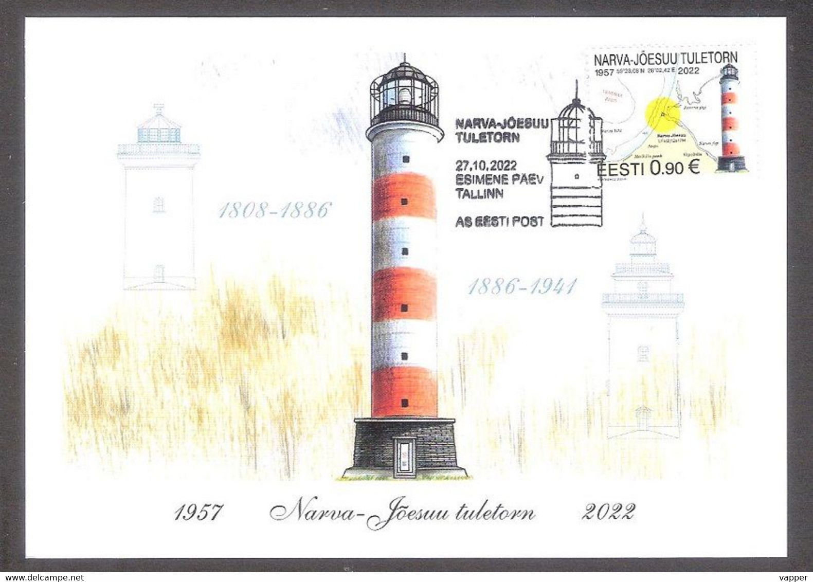 Lighthouses Narva-Jõesuu Lighthouse Estonia 2022 Stamp  Mi 1061 Maxicard - Lighthouses