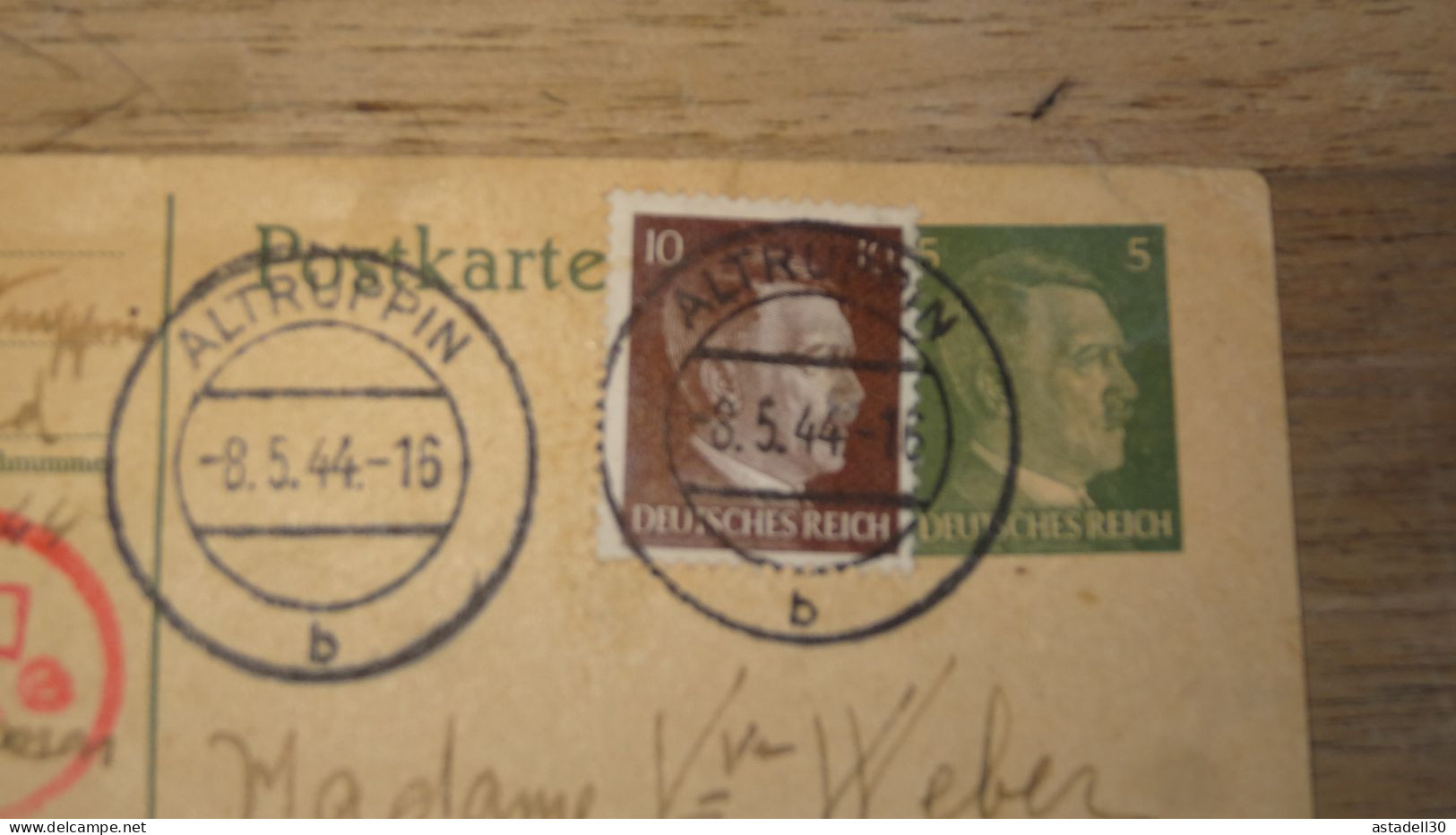Entier Postal 5pf + Complement, DEUTSCHLAND, Altruppin 1944 ......... Boite1 ..... 240424-193 - Briefe U. Dokumente