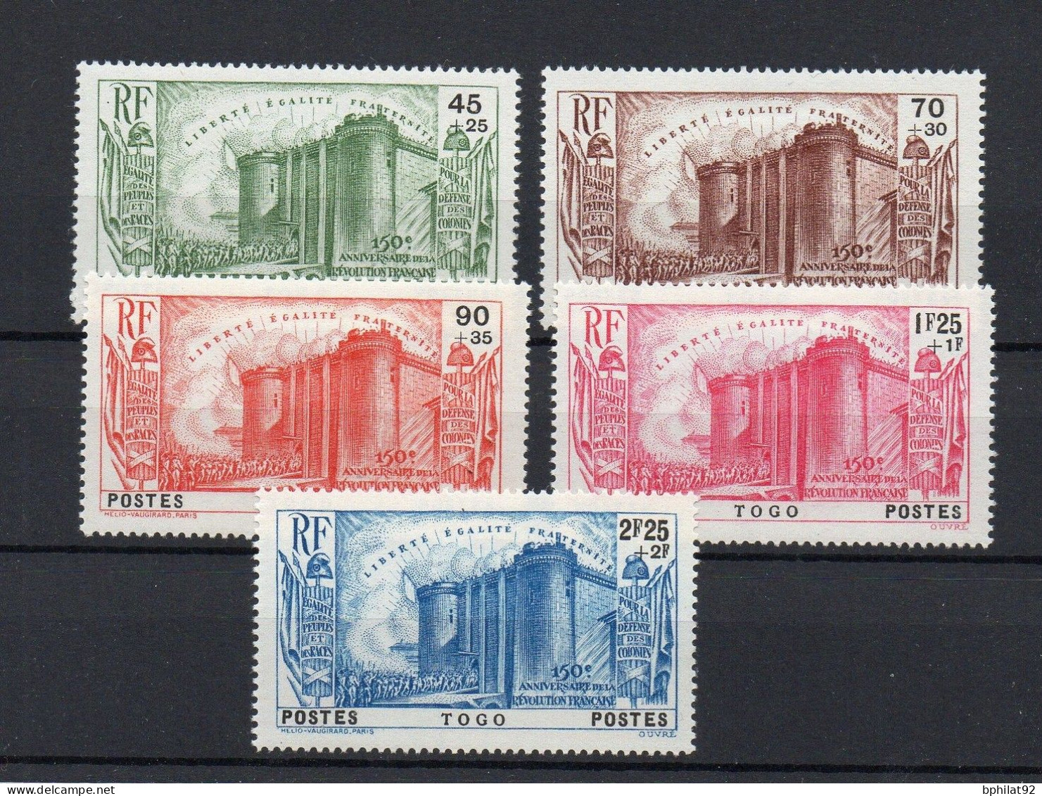 !!! TOGO, SERIE BASTILLE N°177/181 NEUVE * - Unused Stamps